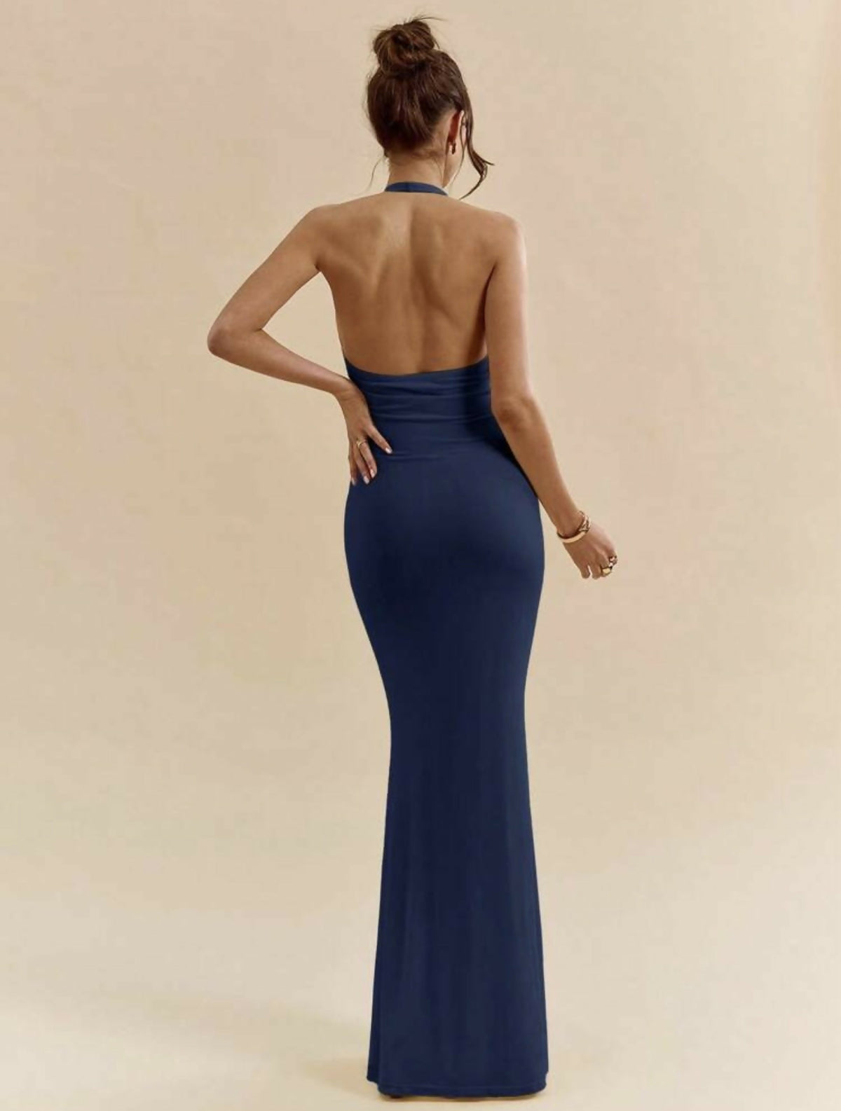 SHEIN BAE Sexy Deep V-Neck Halter Dress