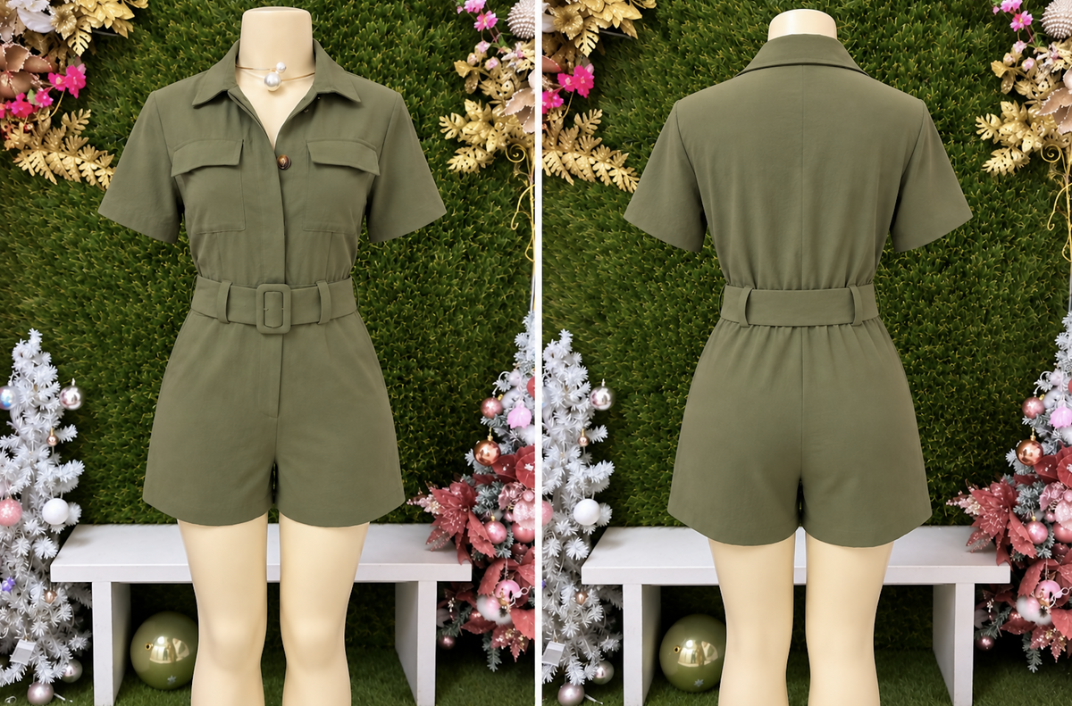 Army / Olive Green Romper