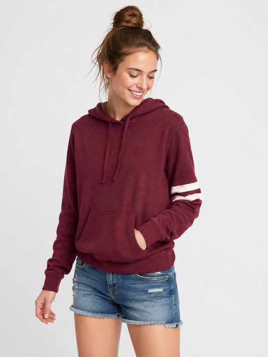 Forever 21 Burgundy Varsity Stripe Hoodie