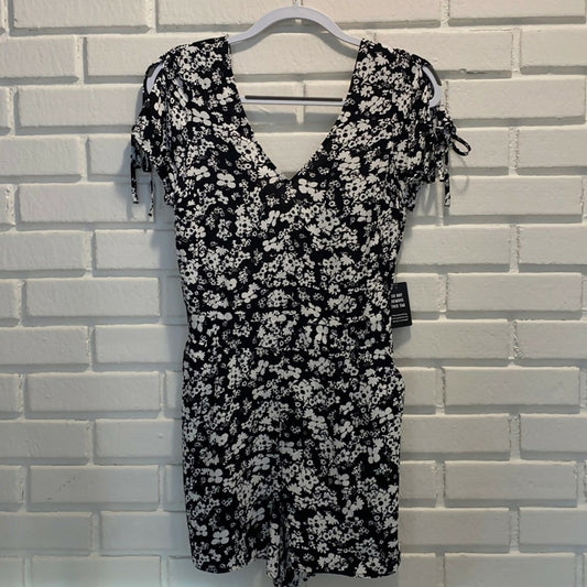 Express Black And White Floral Romper