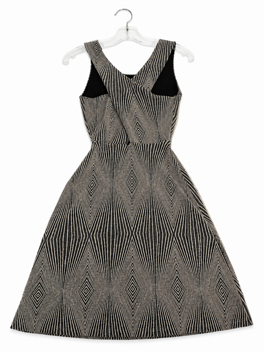 Brown Abstract Pattern A-Line Dress