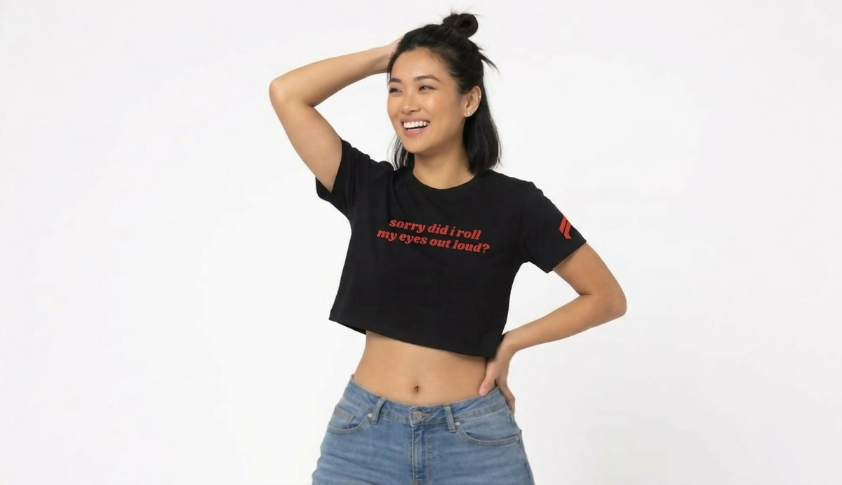 "Eye Roll" Graphic Crop Top