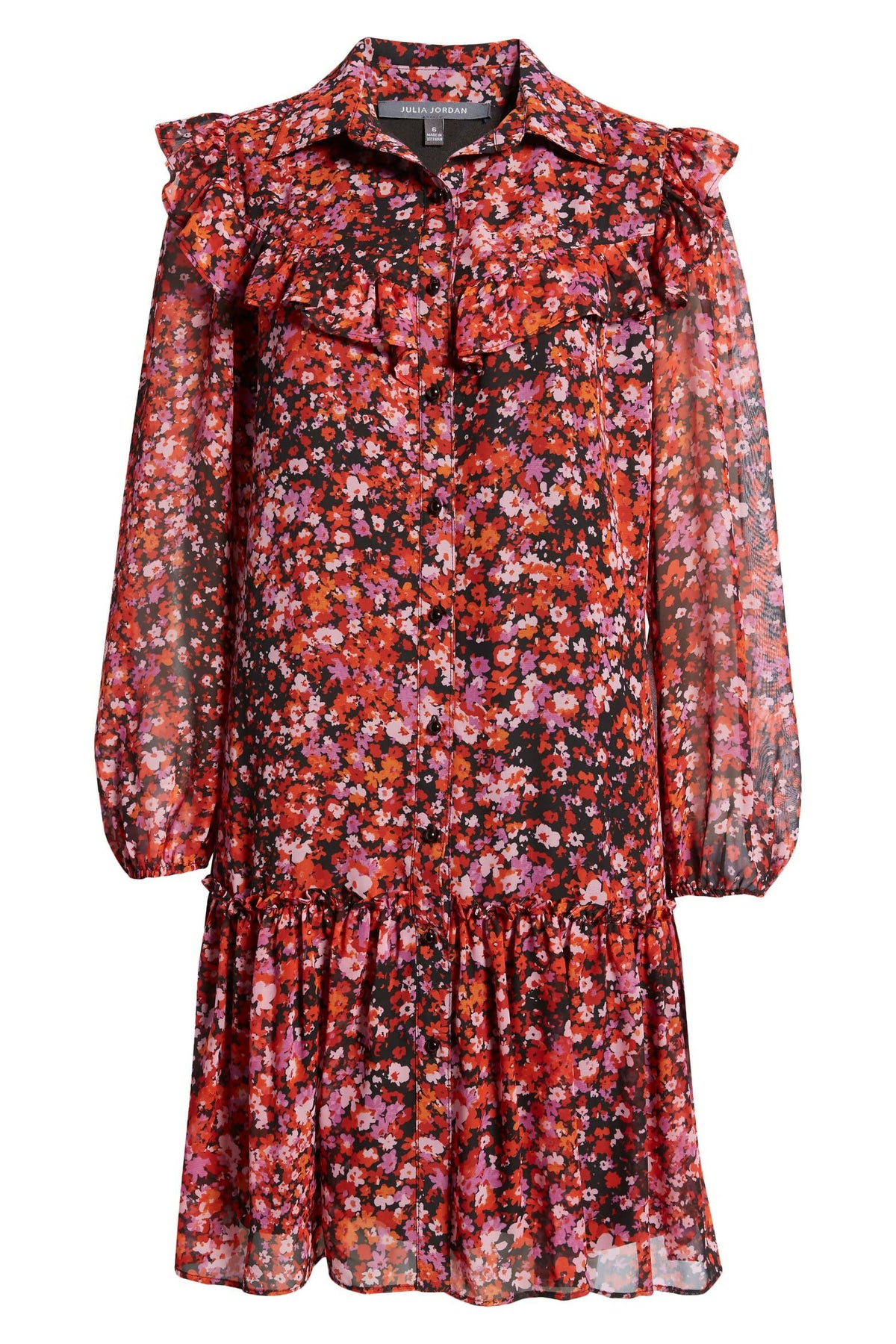 ADRIANNA PAPELL Floral Chiffon Dress