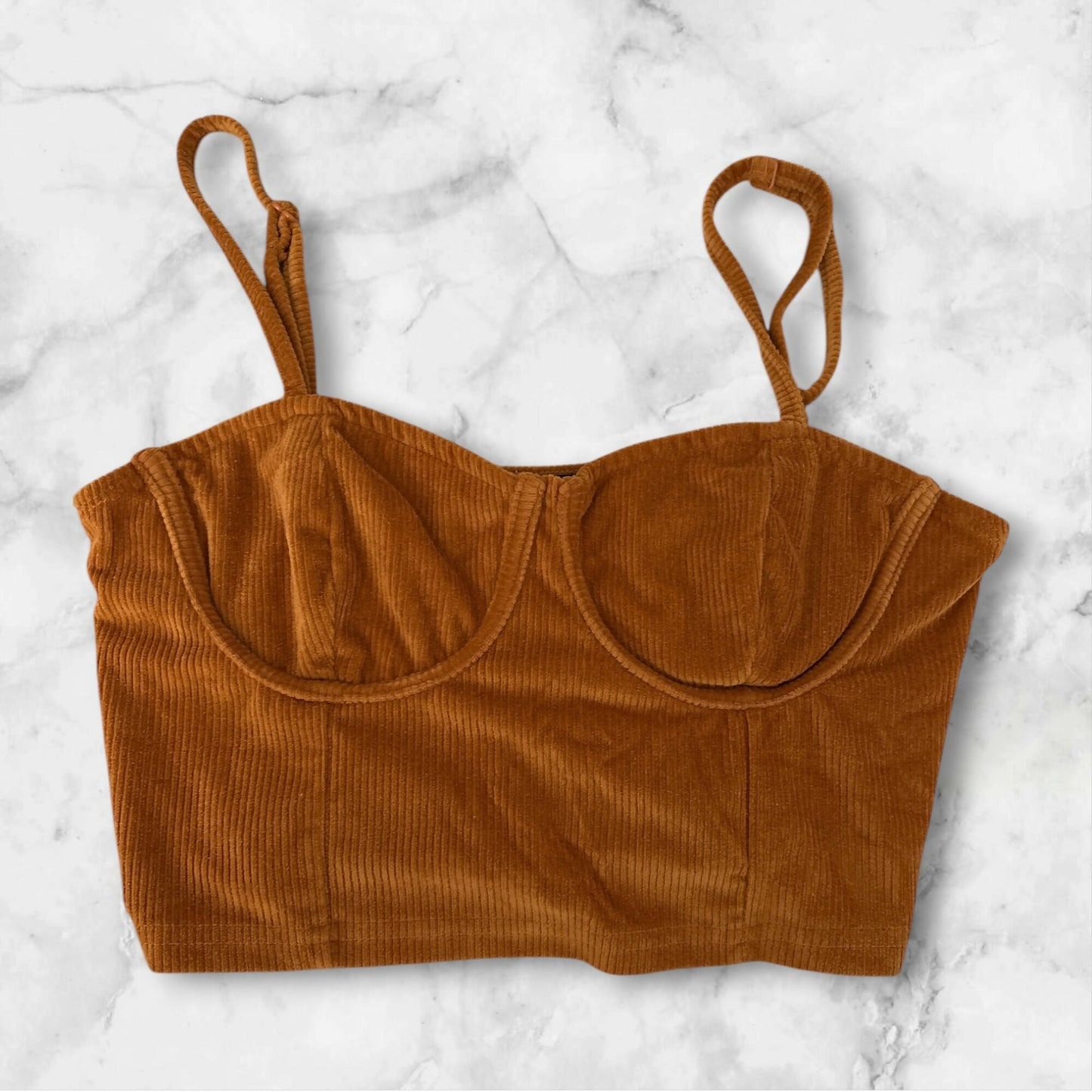 Corduroy Rib-knit Bustier Cami Top