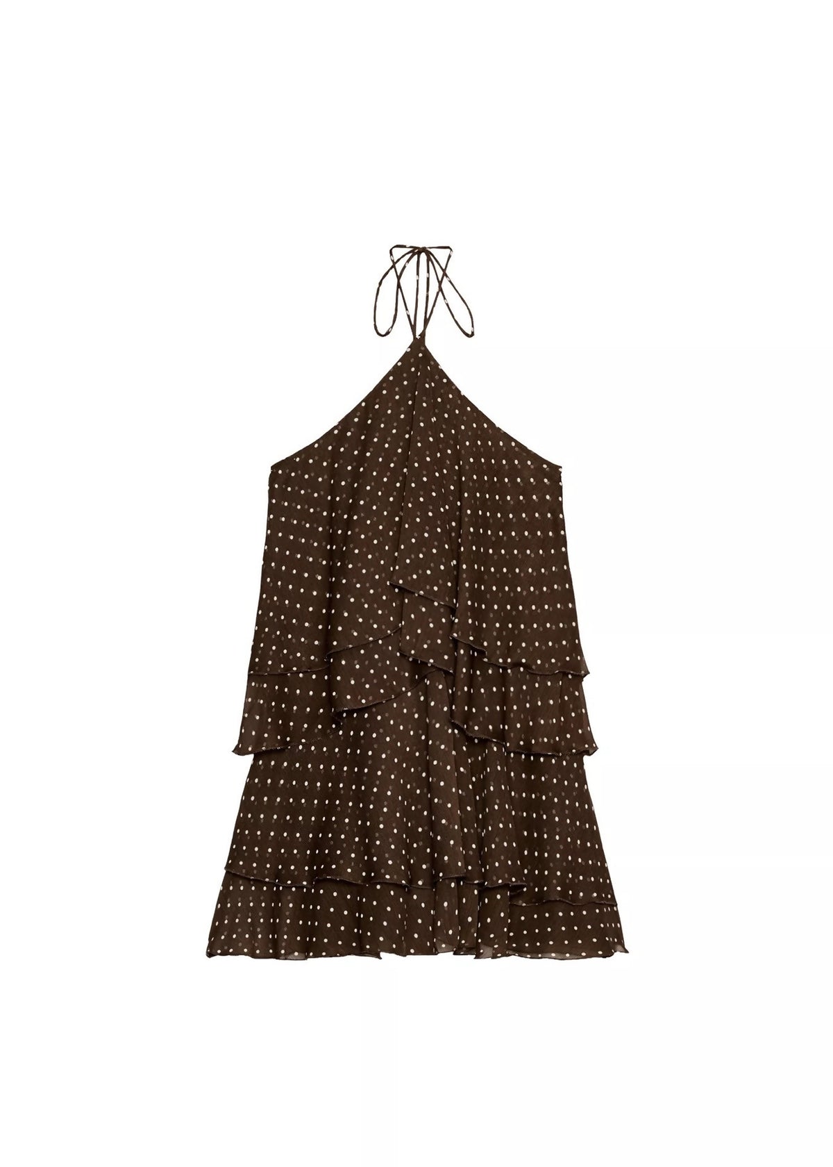 Zara Brown Polka Dot Ruffle Halter Romper
