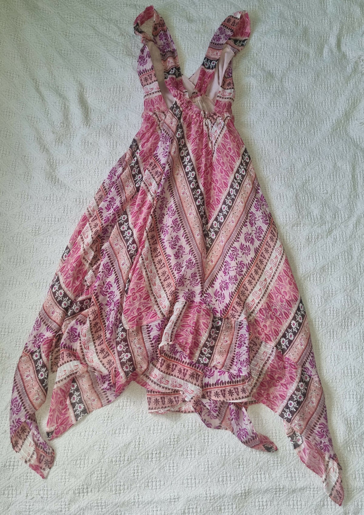 Pink Floral Handkerchief Hem Dress