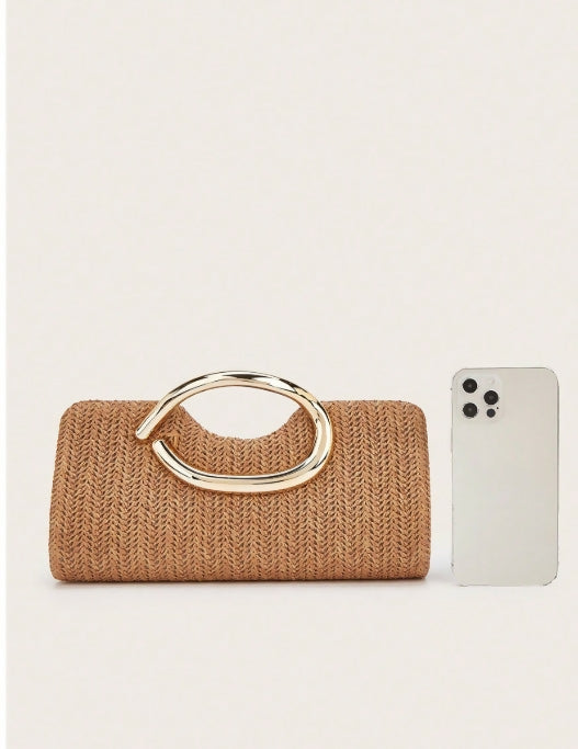 Women's Clutch Bag Straw Woven Versatile Women's Crossbody Bag Casual Minimalist Vacation Essential