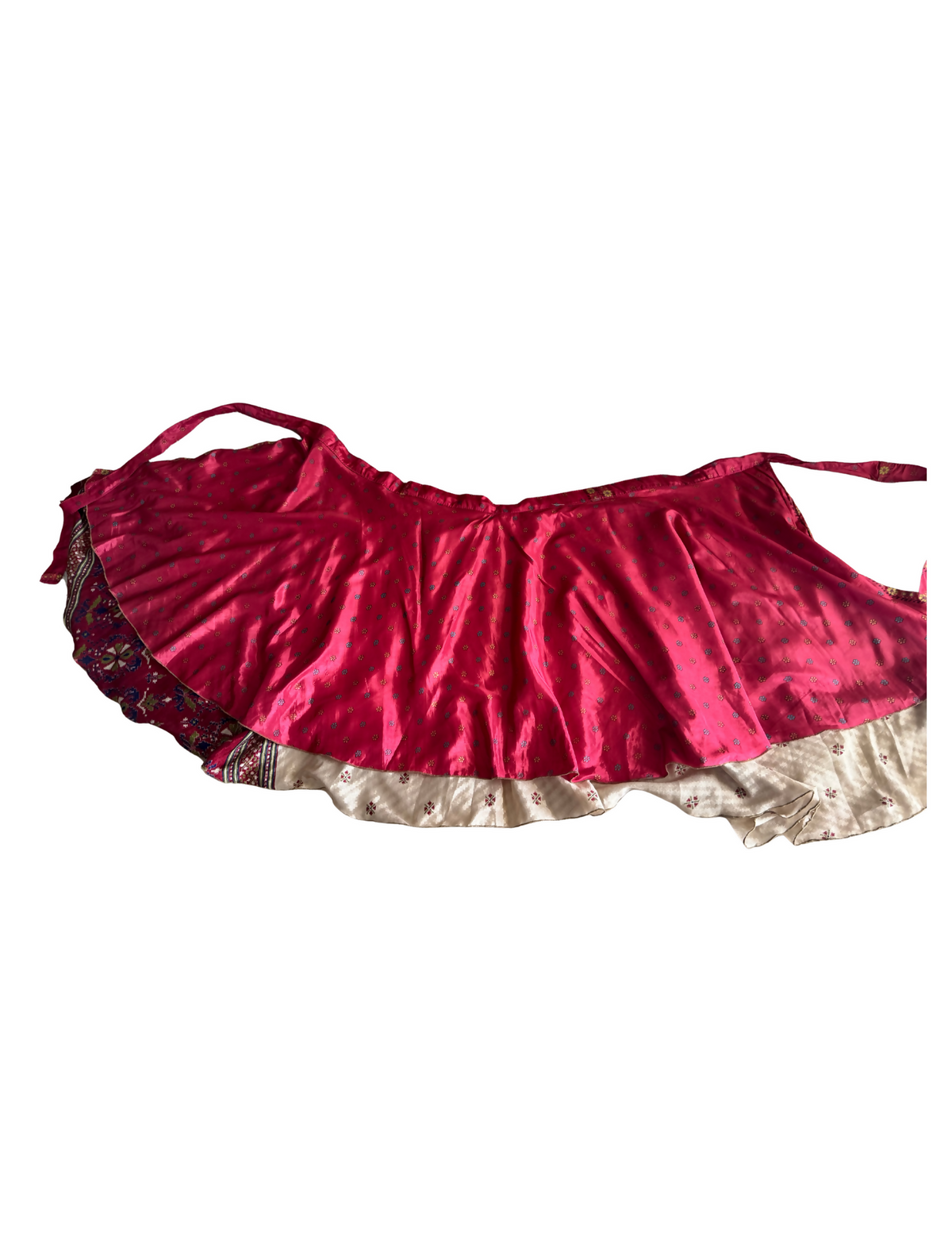 Kariza Silk Blend Multiway Wrap Dress, Burgundy, pink & Cream Sari Print