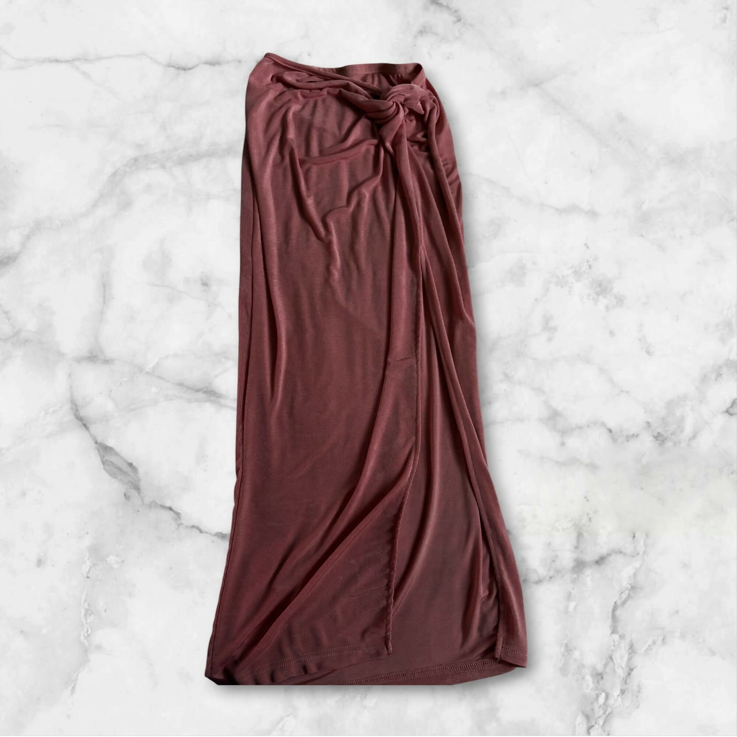 Twist Front Split Thigh Skirt