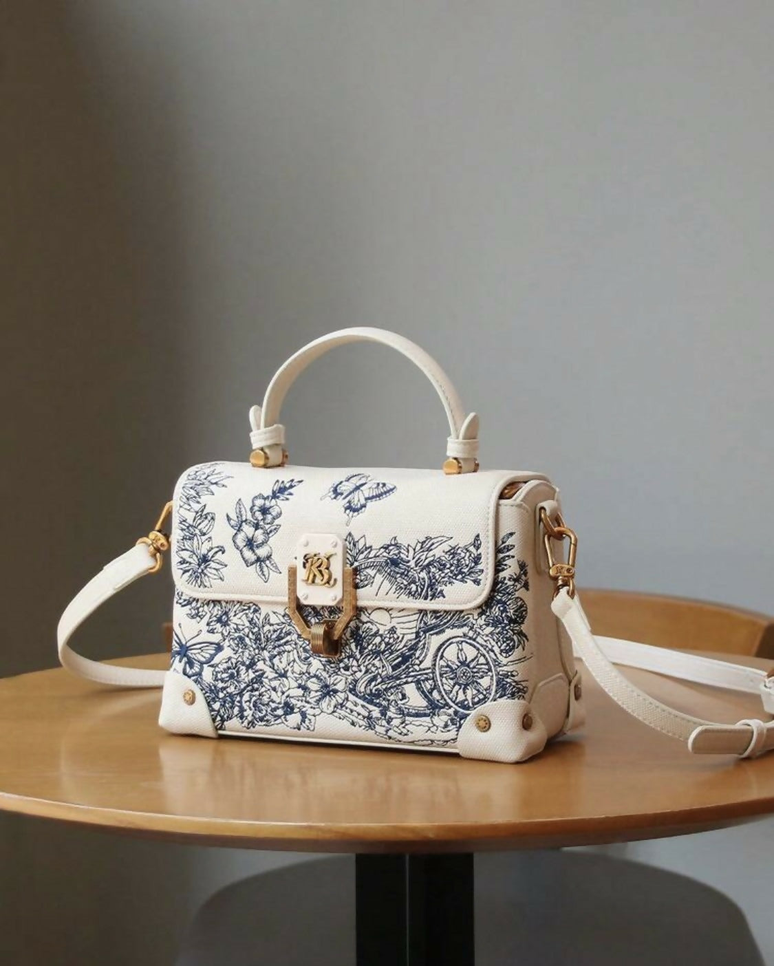 Embroidered Top Handle bag