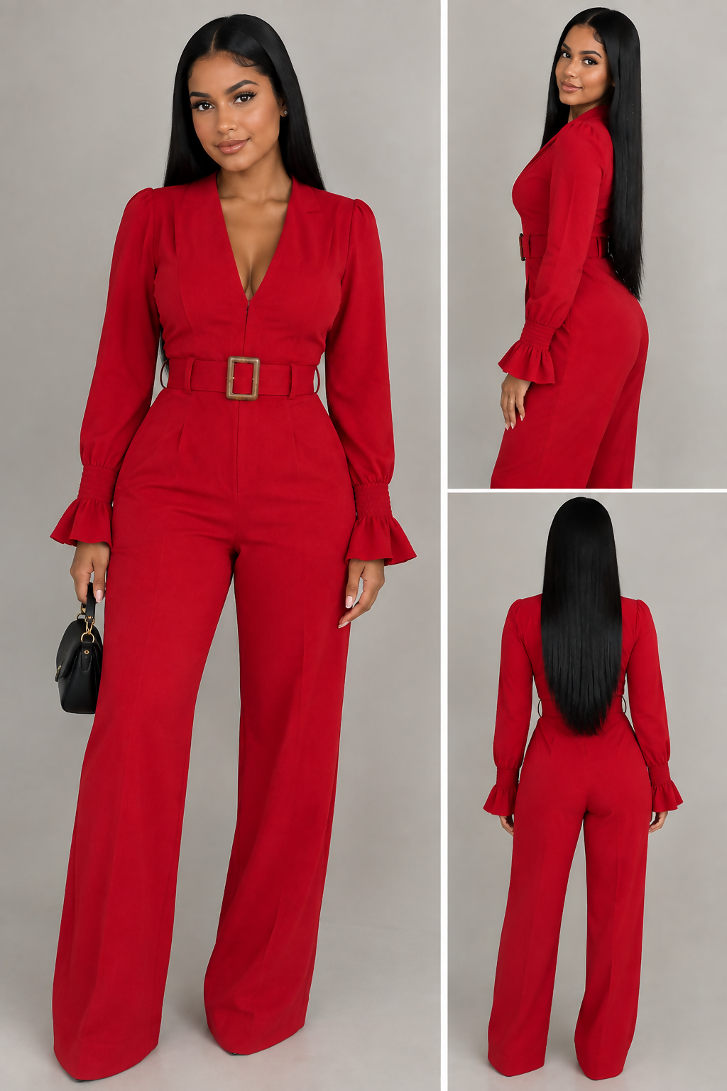 Red Wide-Leg Jumpsuit