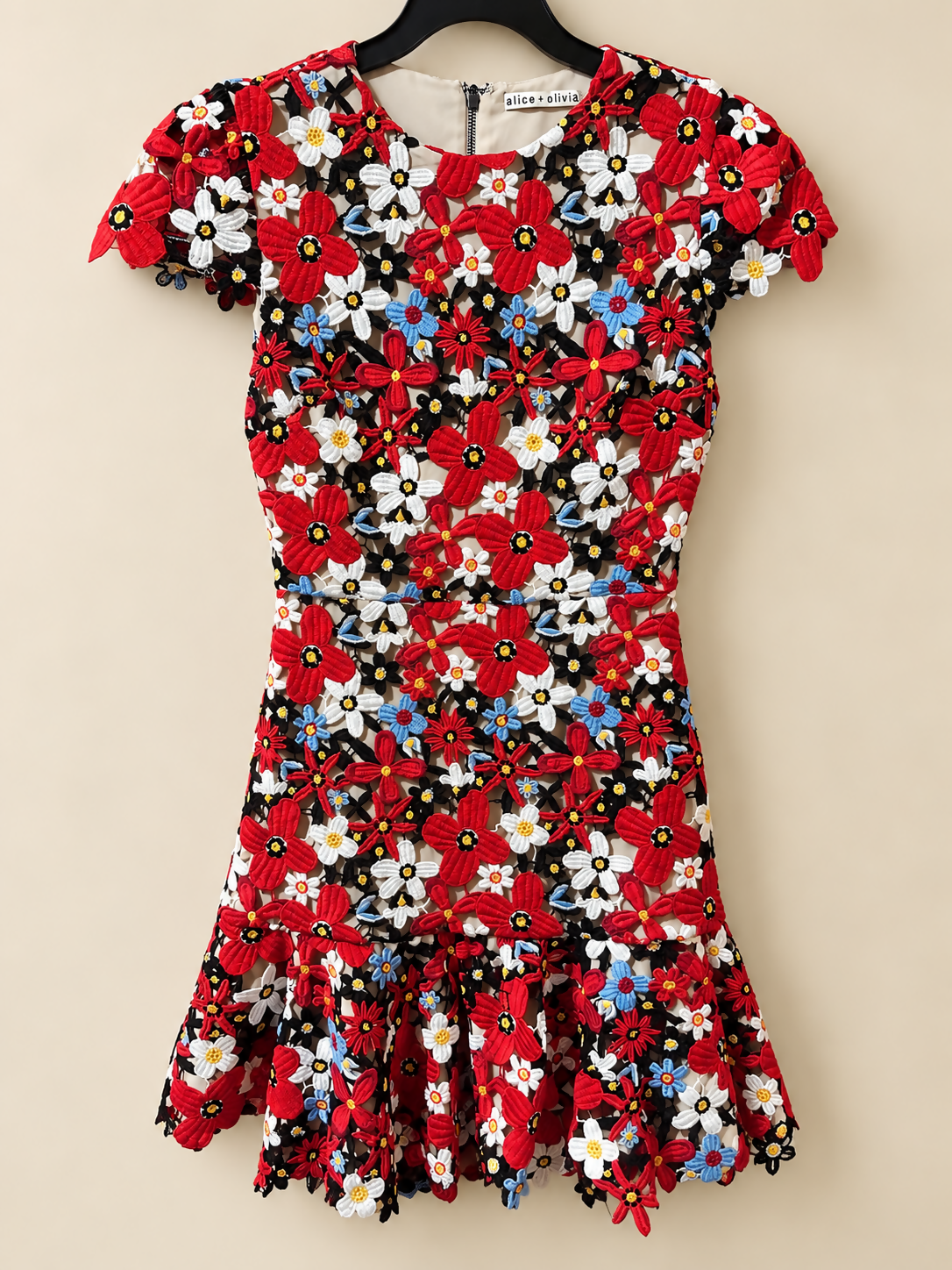 Alice + Olivia Floral Embroidered Fit and Flare Dress – Size 0