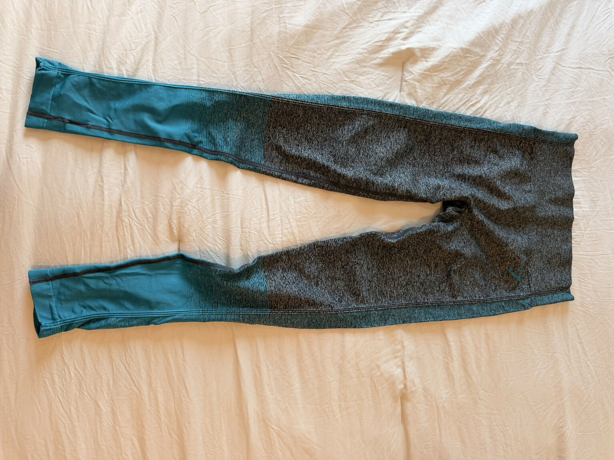 Gymshark Amplify Seamless Leggings - Black Marl/Deep Teal
