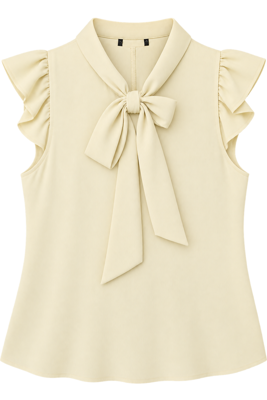 Pale Yellow Bow-Detail Blouse