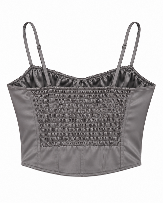 LÁ Hearts Tie Front Satin Corset Top