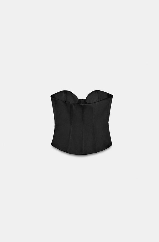 ZARA SATIN EFFECT SWEETHEART CORSET TOP