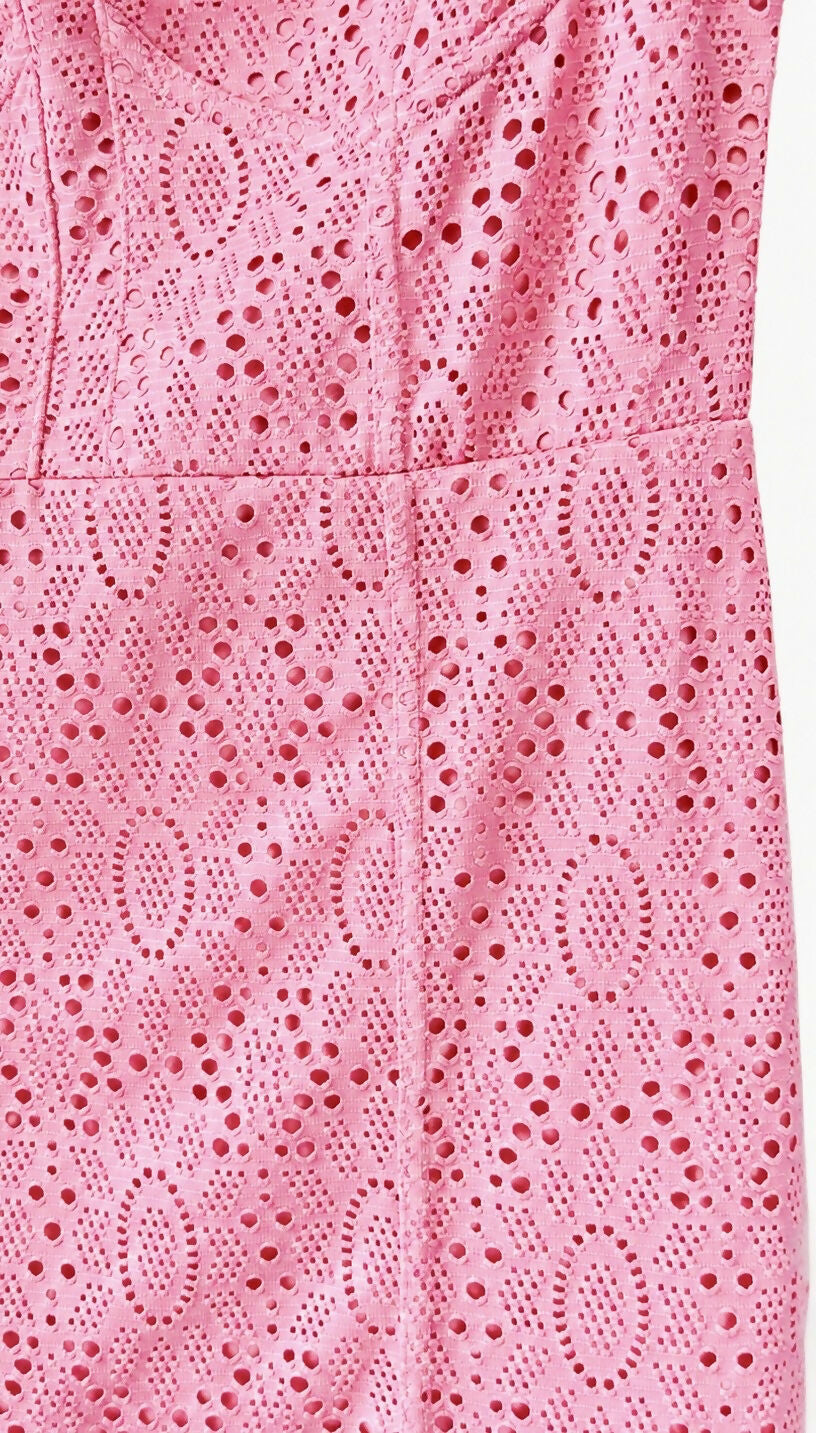 Forever 21 Pink Icing Knit Lace Overlay Bodycon Dress
