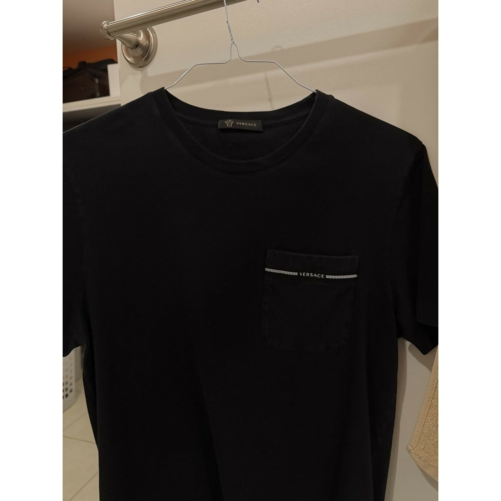 Versace Black Greca Chest Pocket T-Shirt
