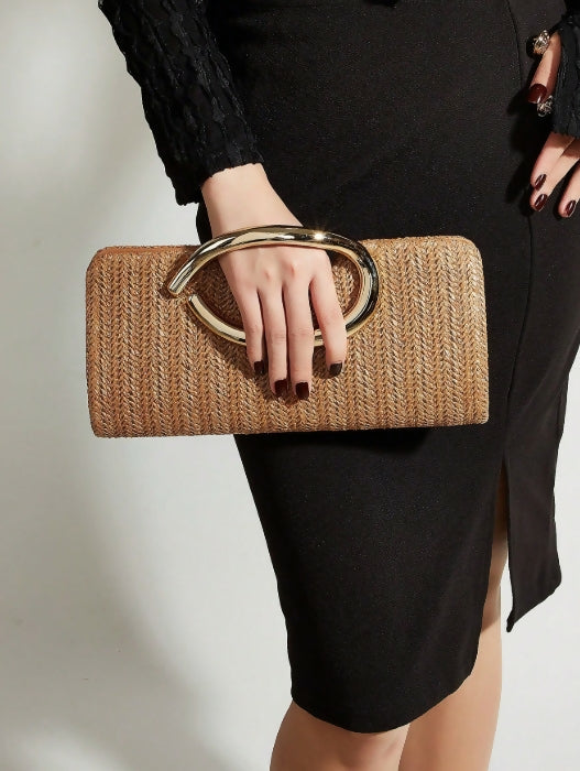 Women's Clutch Bag Straw Woven Versatile Women's Crossbody Bag Casual Minimalist Vacation Essential