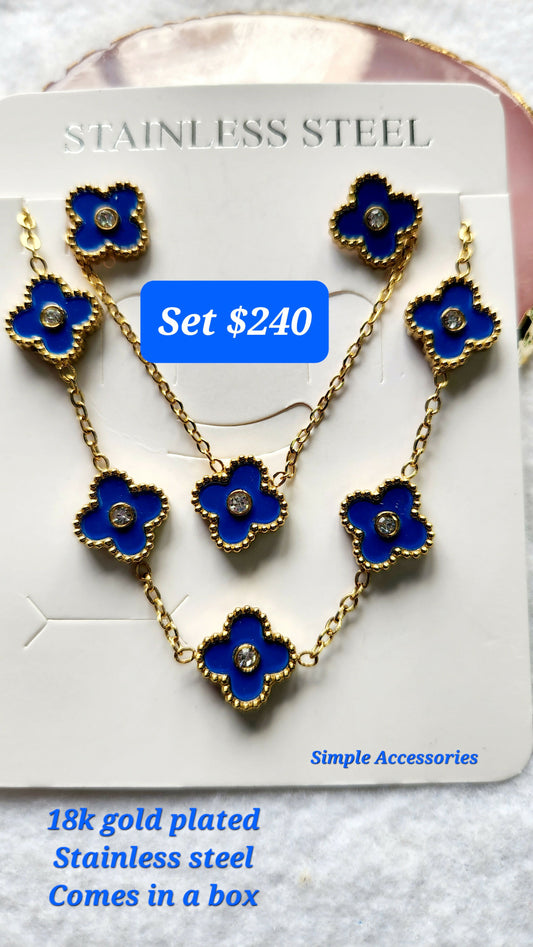 18k gold plated/ stainless steel Clover sets