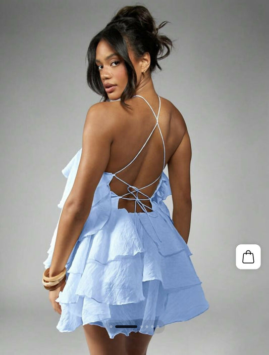 Blue Missguided Ruffle Mini Dress
