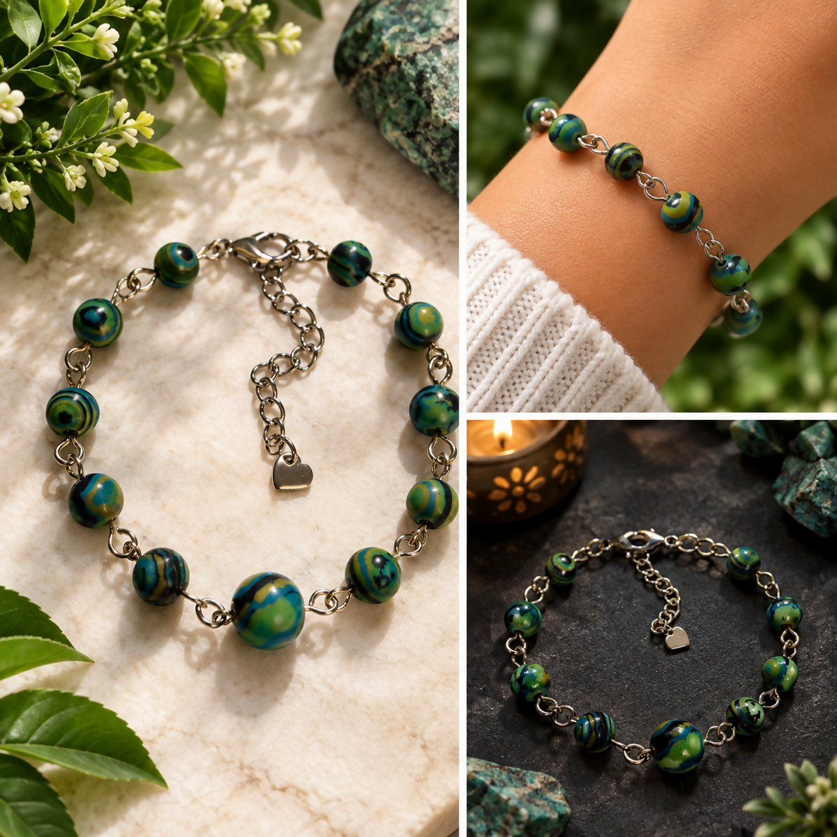 Blue Green Malachite Bracelet