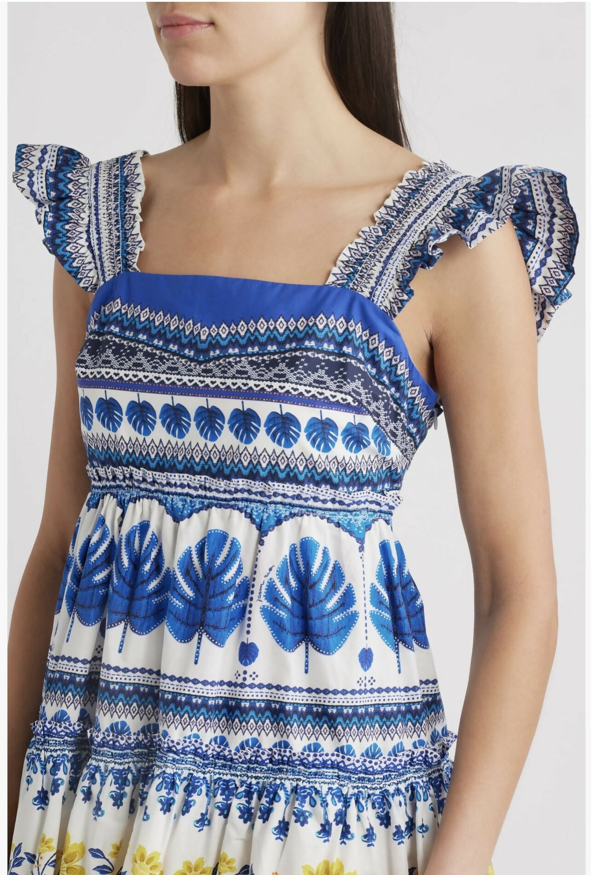 FARM RIO Rio Zuli Mixed Print Cotton mini-Sundress