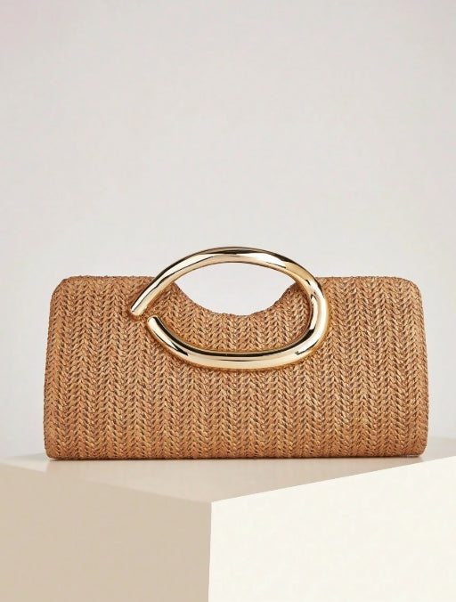 Women's Clutch Bag Straw Woven Versatile Women's Crossbody Bag Casual Minimalist Vacation Essential