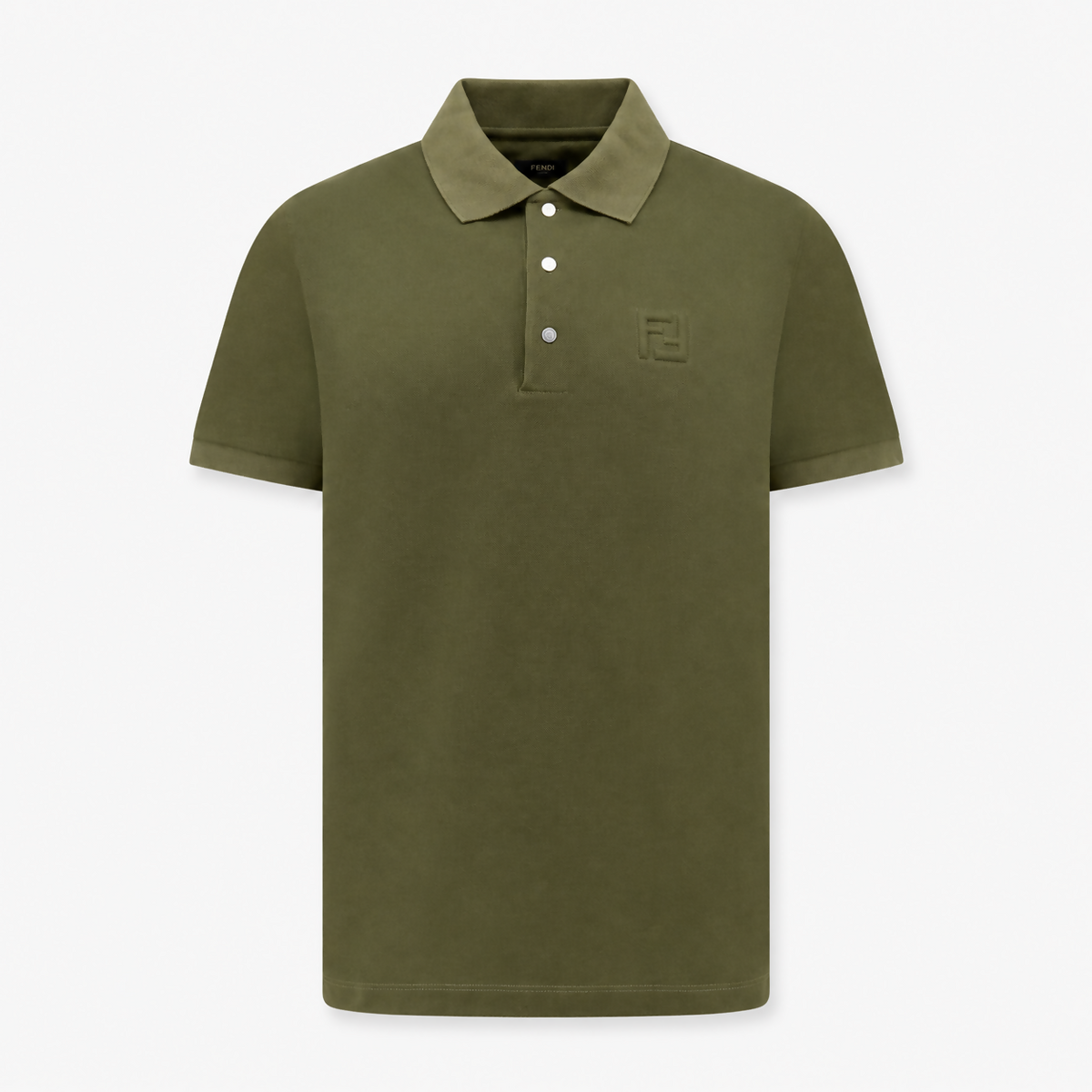 Fendi Embossed FF-Logo Polo Shirt in Olive Green