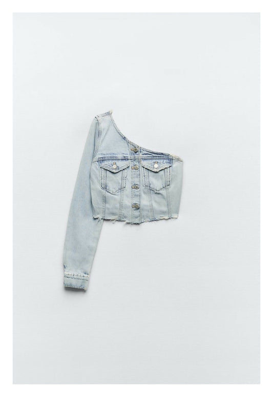 Zara Asymmetrical Denim Top
