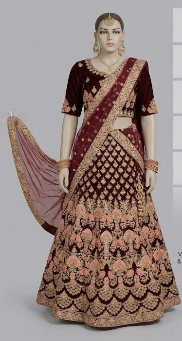 Burgundy Lehenga