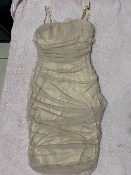 Fashion Nova Champagne Ruched Dress