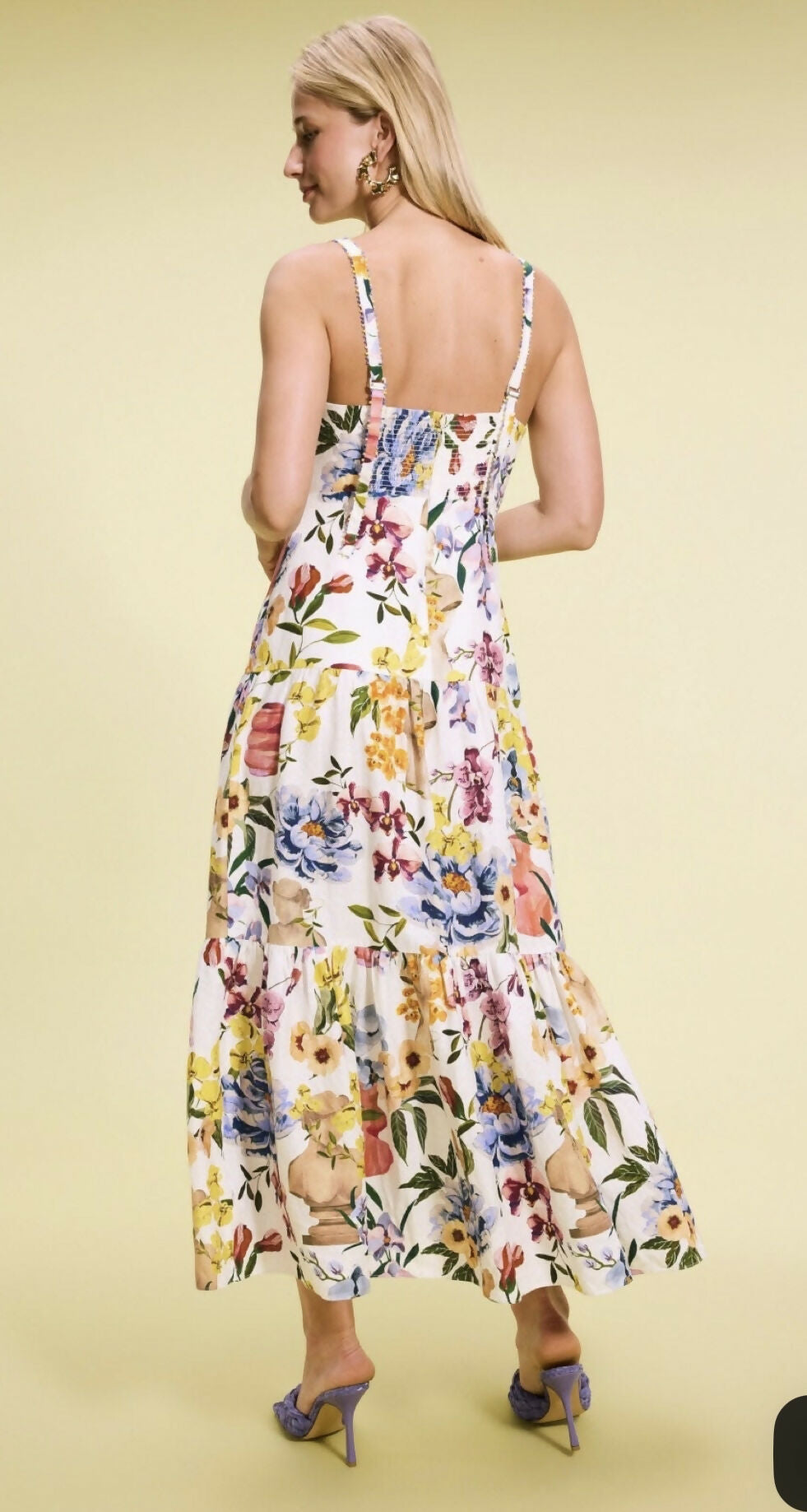 FARM Rio Greek Garden Floral Linen-Blend Maxi Dress