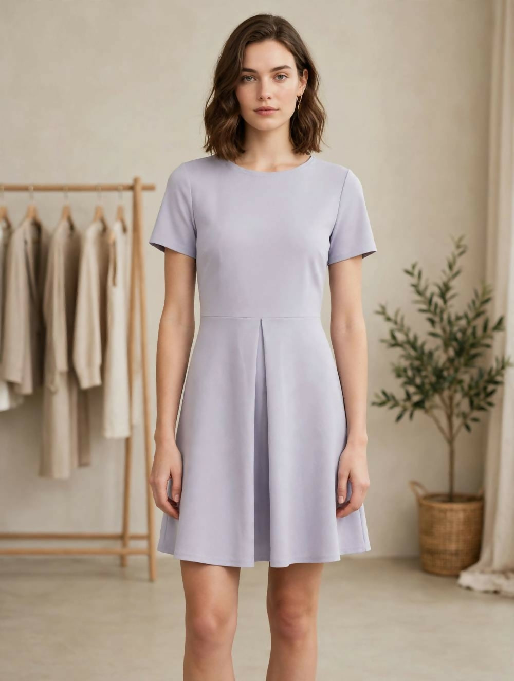 Boohoo Front Pleated Skater Dress