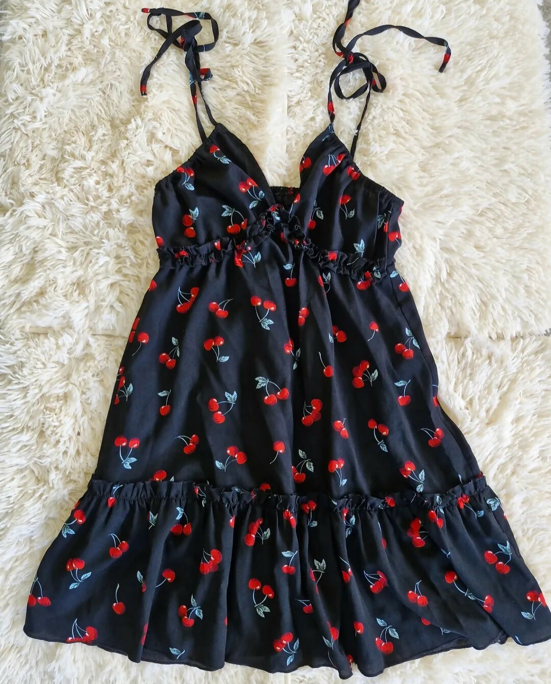 Black Cherry Print Dress
