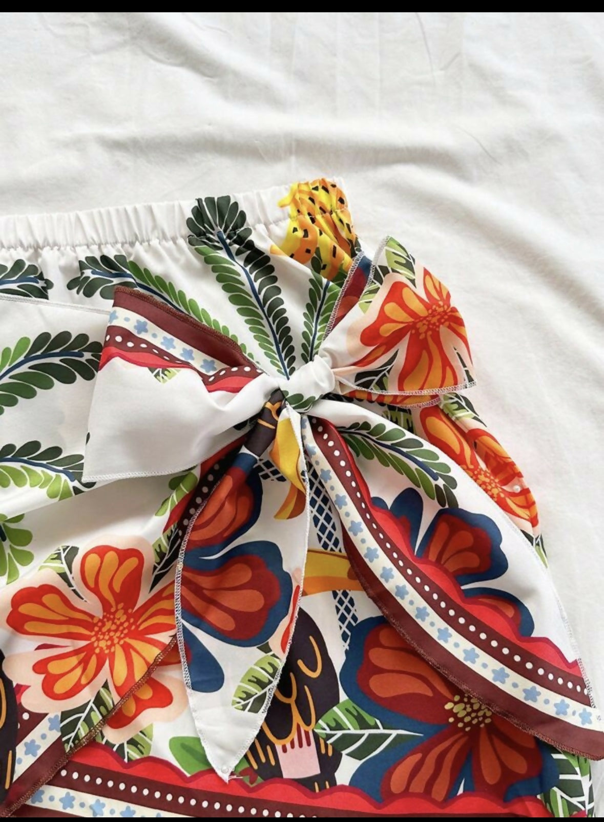 Soleia Tropical print wrap skirt