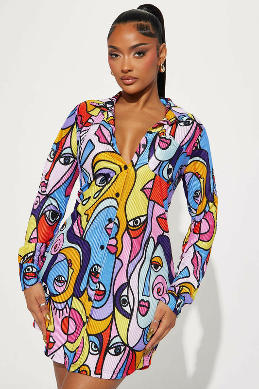 FashionNova Plissè Abstract Dress