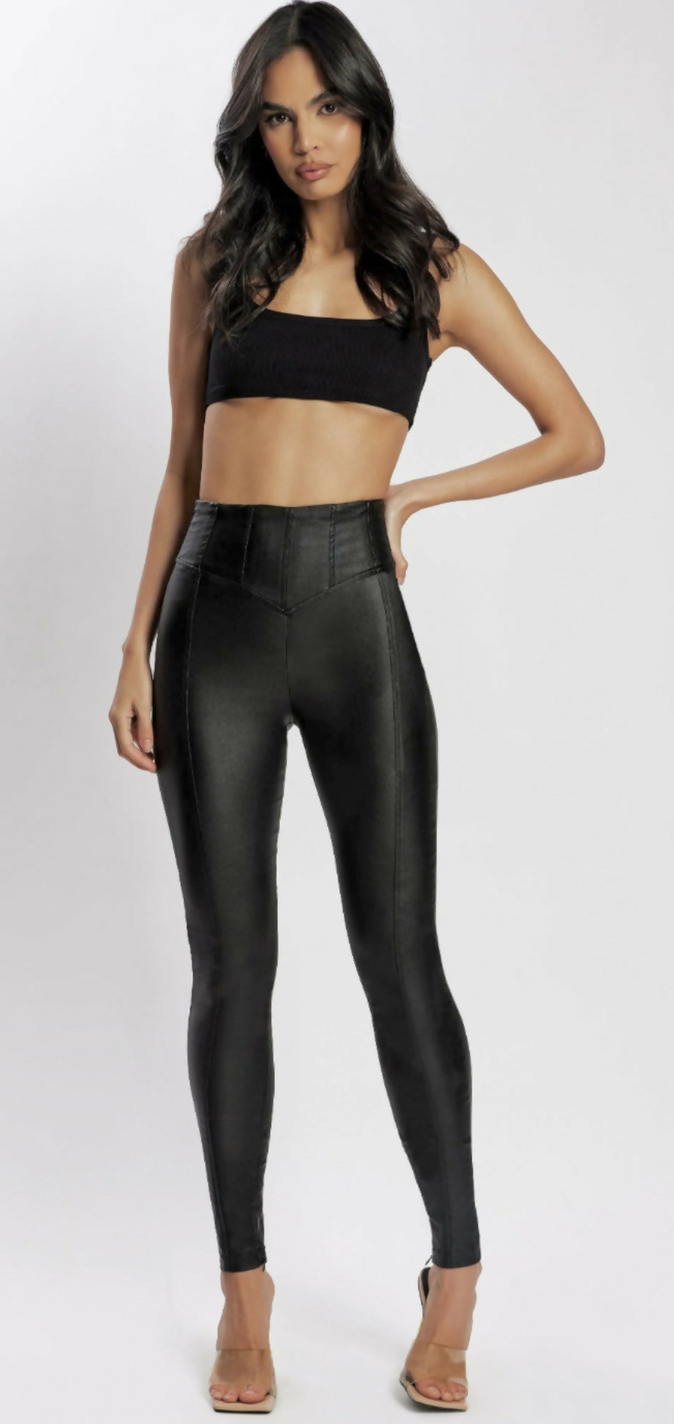 Meshki Zima Leatherette Corsetted High Waisted Pants