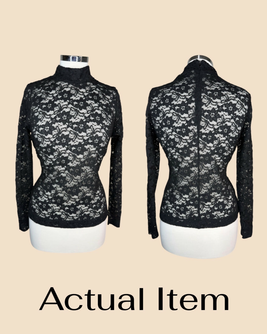 H&M Black Lace Mock Neck Top