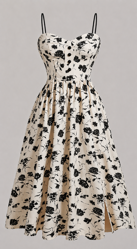 Cream and White Dress