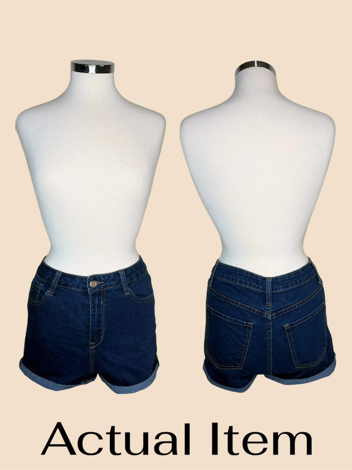 FashionNova Dark Wash High-Waisted Denim Shorts