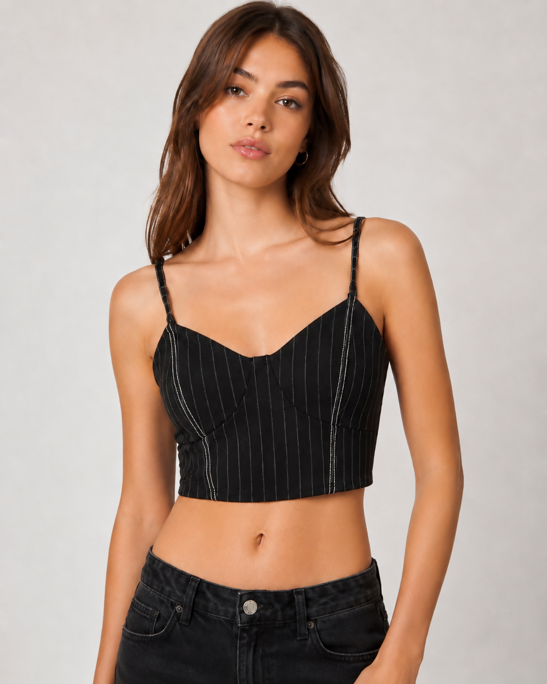 Pinstriped Cropped Cami