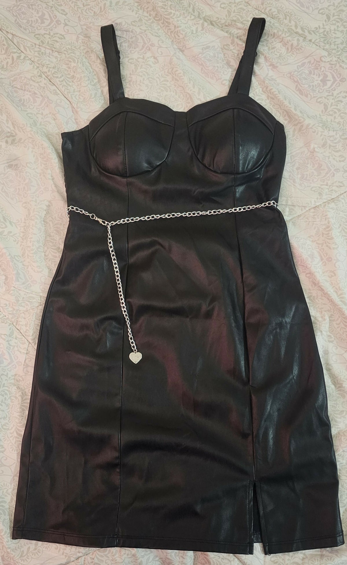 Madden NYC Leather Black Mini Dress