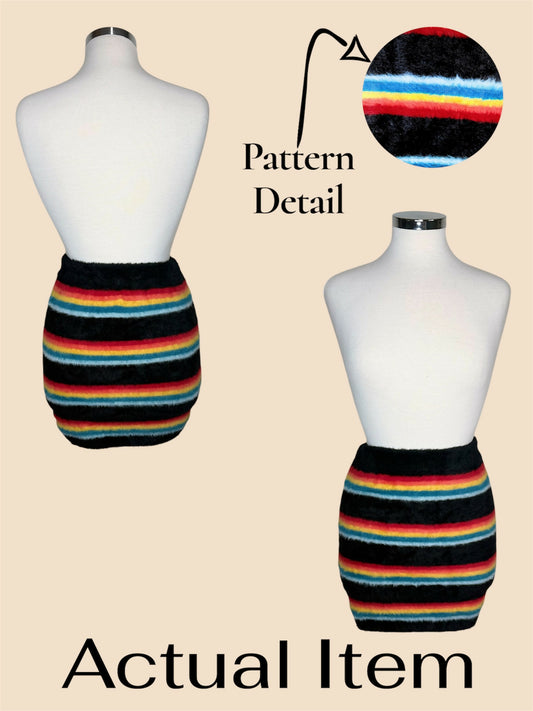 Forever 21 Rainbow Shaggy Knit Mini Skirt