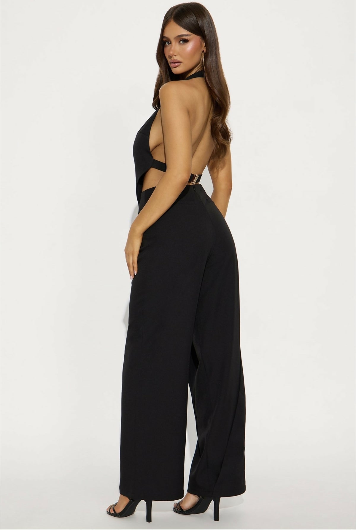 Asymmetrical Halter Wide Leg Jumpsuit
