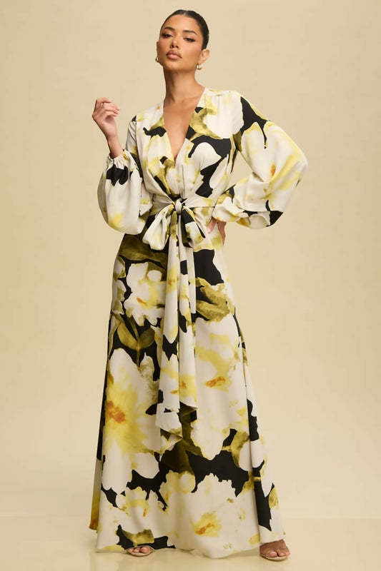 Floral Deep V Maxi Dress