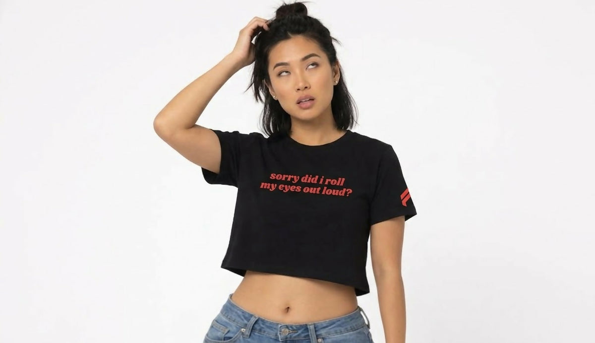 "Eye Roll" Graphic Crop Top