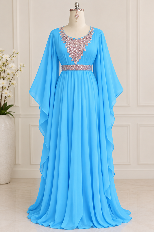 Light Blue Net Kaftan