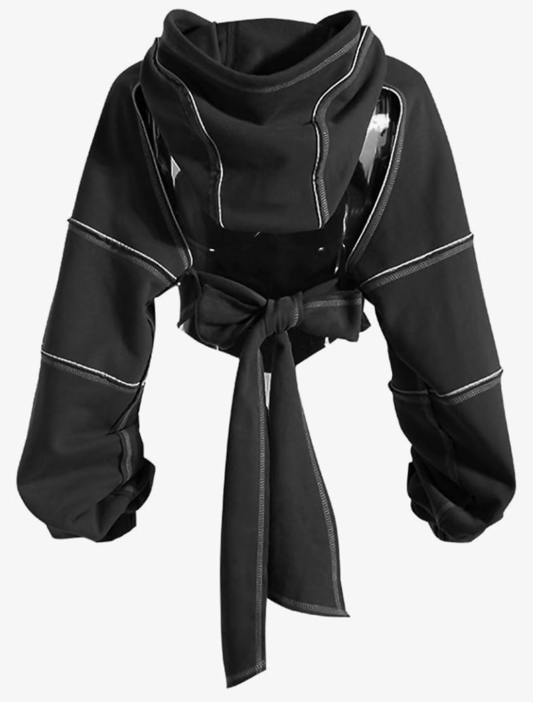 Crop Pullover Cutout Backless Bandage Hoodie