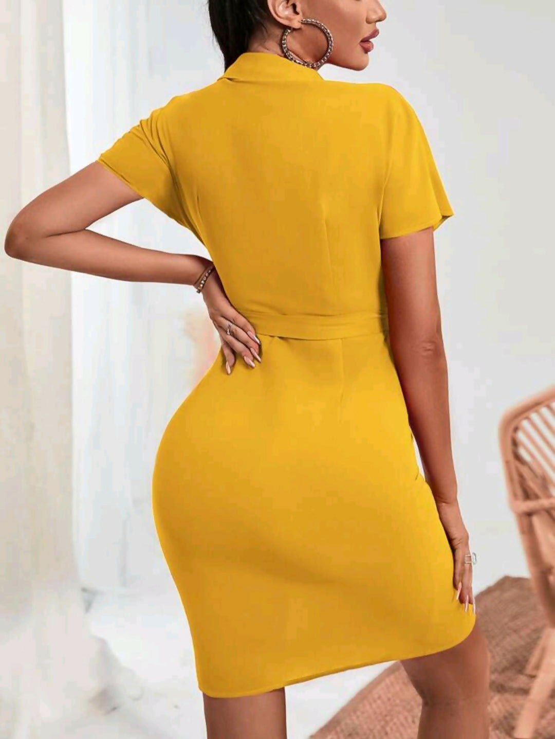 Ruched Button-up Dress